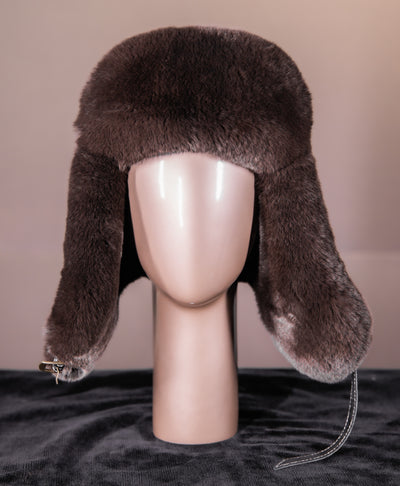 Chinchilla Rex Rabbit Aviator Hat