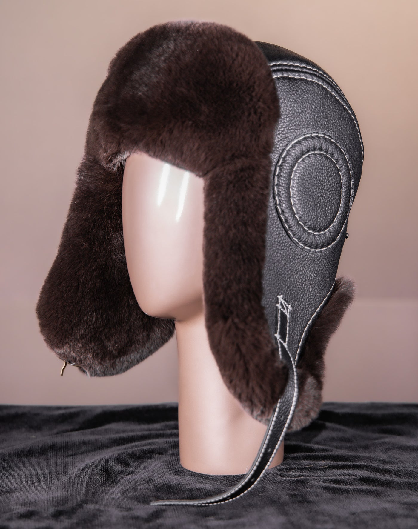 Chinchilla Rex Rabbit Aviator Hat