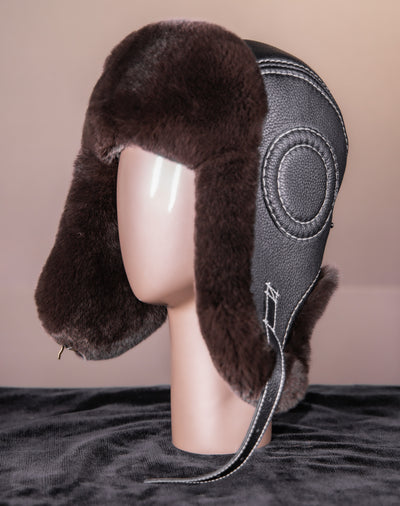 Chinchilla Rex Rabbit Aviator Hat