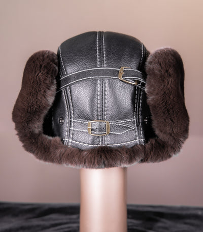 Chinchilla Rex Rabbit Aviator Hat