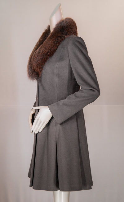 100% Virgin Wool Loro Piana Stroller with Fox Collar