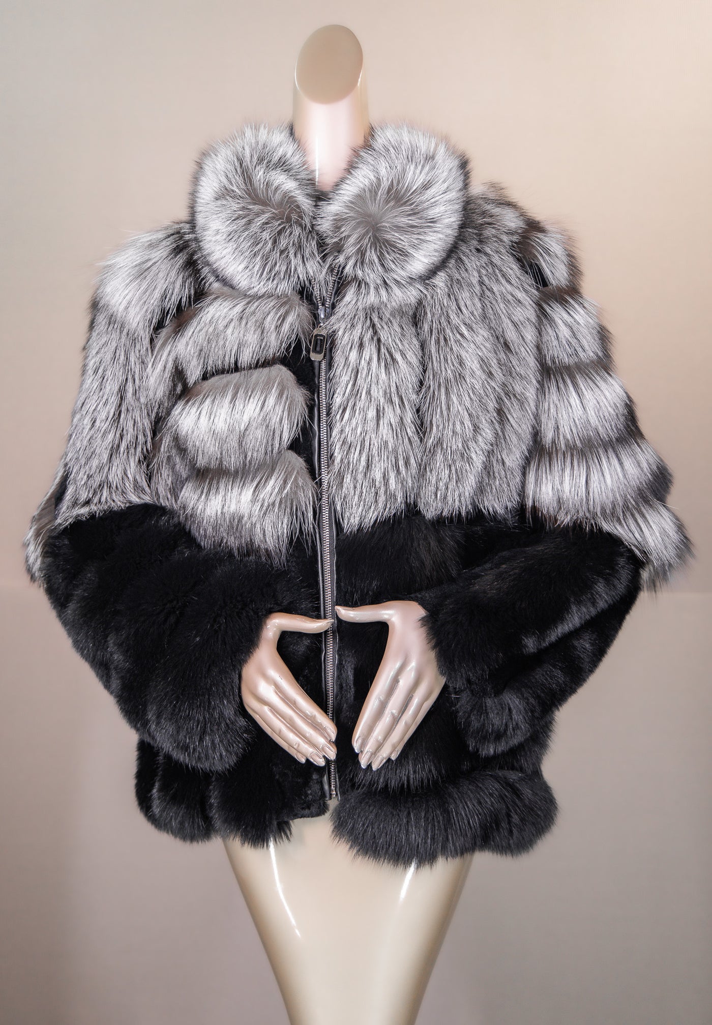 Sectional Chinchilla Rex Rabbit and Fox Jacket