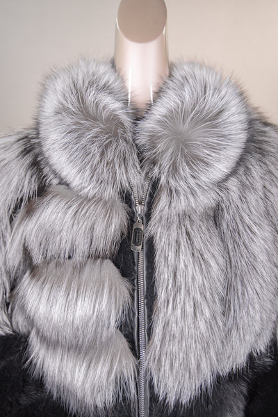Sectional Chinchilla Rex Rabbit and Fox Jacket