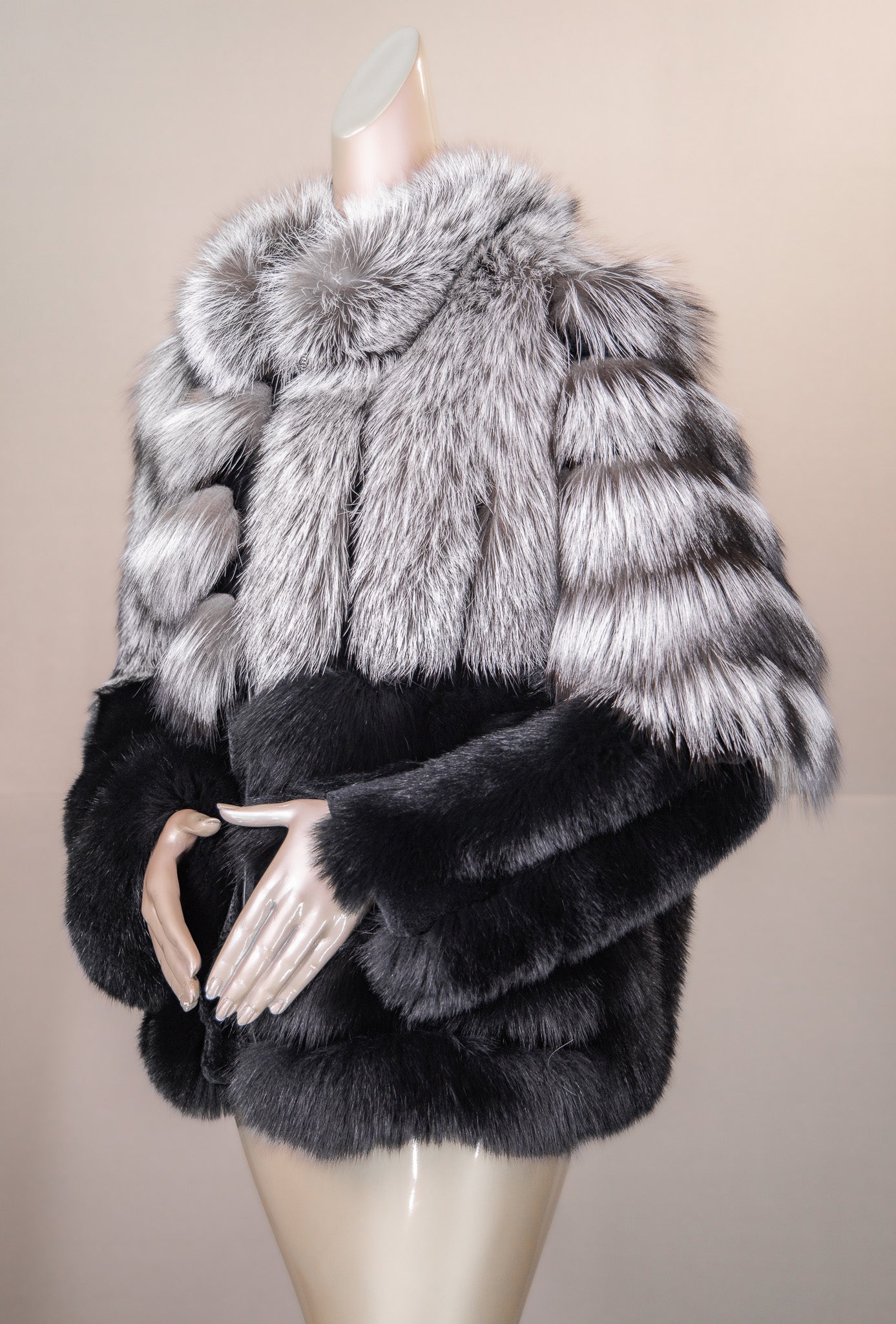 Sectional Chinchilla Rex Rabbit and Fox Jacket