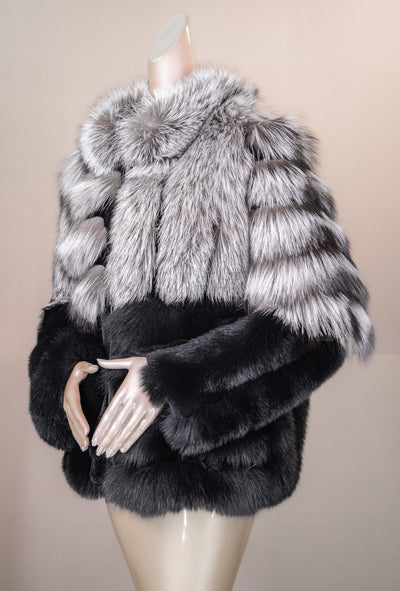 Sectional Chinchilla Rex Rabbit and Fox Jacket