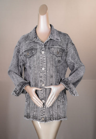 Arctic Marble Cross Fox Denim Jacket