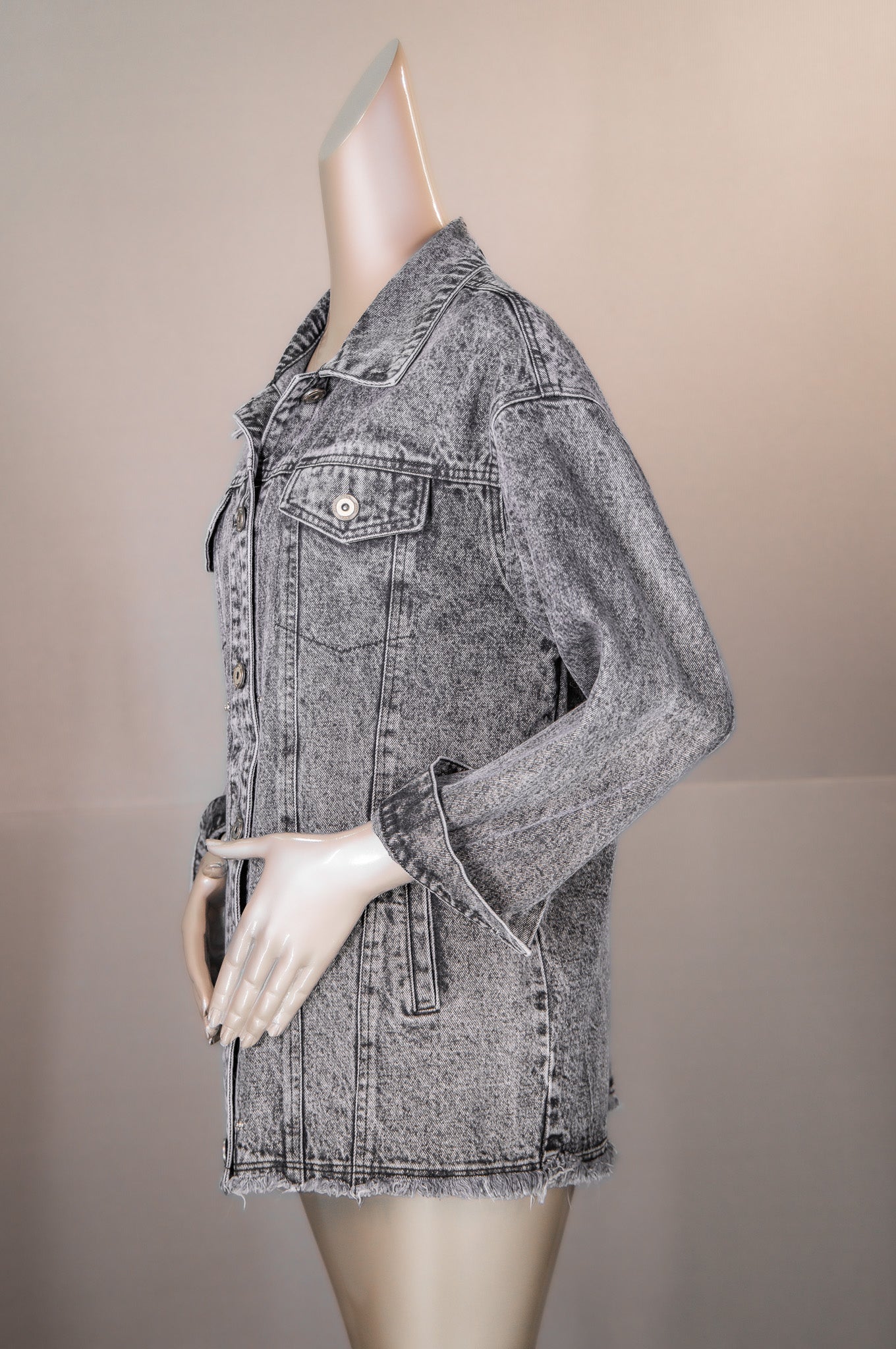 Arctic Marble Cross Fox Denim Jacket
