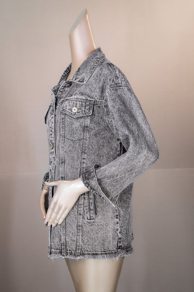 Arctic Marble Cross Fox Denim Jacket