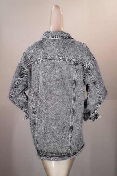 Arctic Marble Cross Fox Denim Jacket