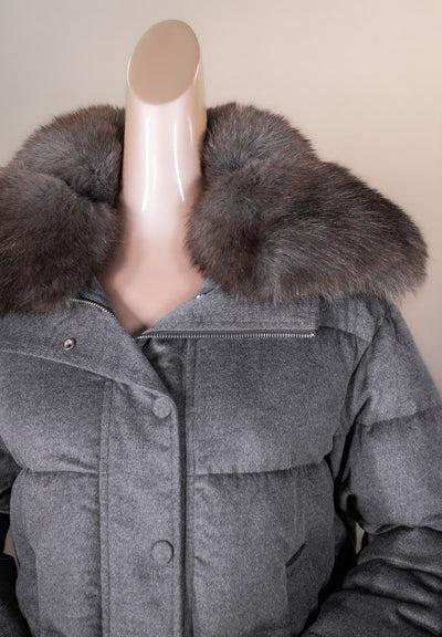Cashmere Puffer Jacket with Fox