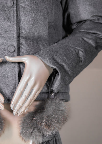 Cashmere Puffer Jacket with Fox