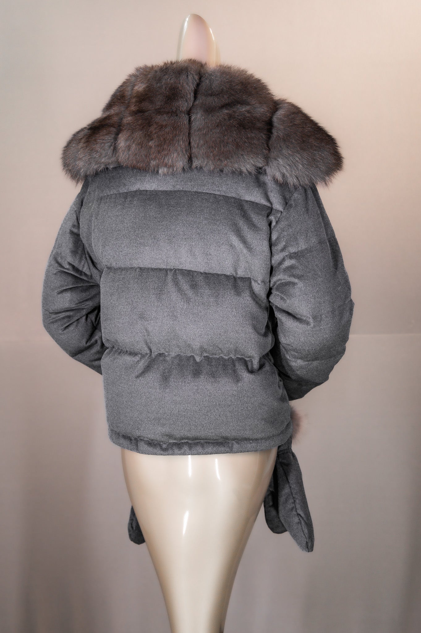 Cashmere Puffer Jacket with Fox