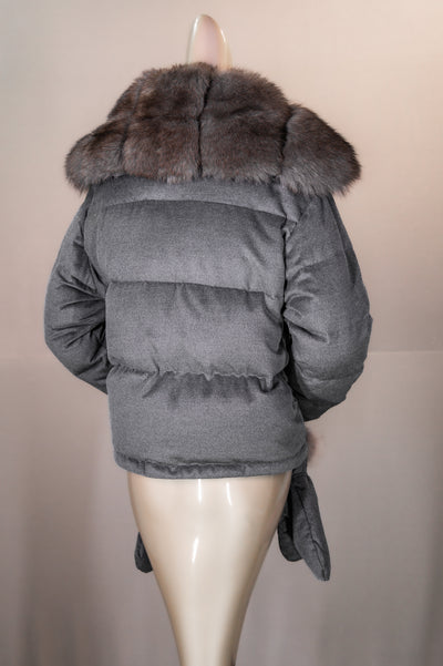 Cashmere Puffer Jacket with Fox