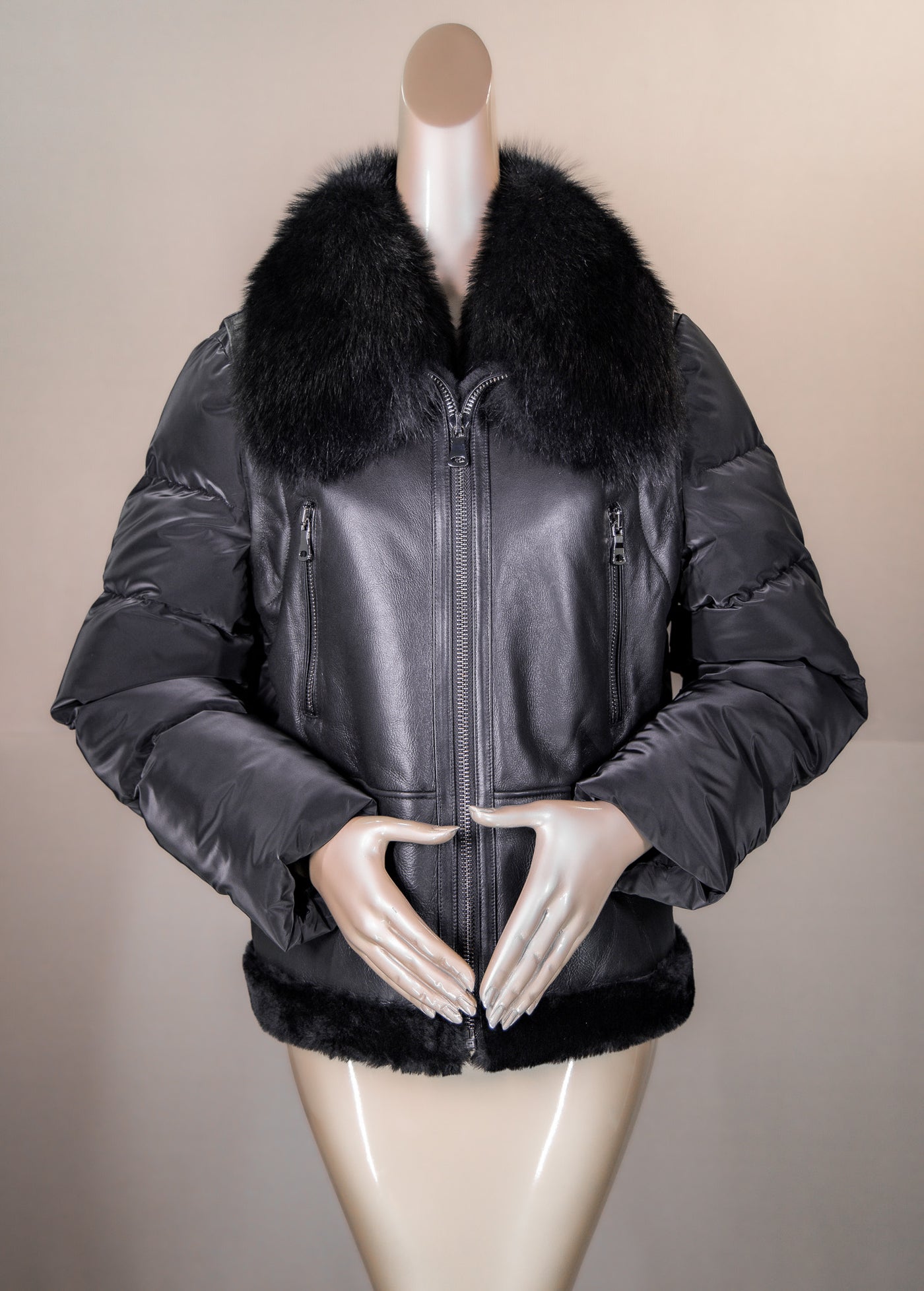 Shearling Bomber with Fox Collar