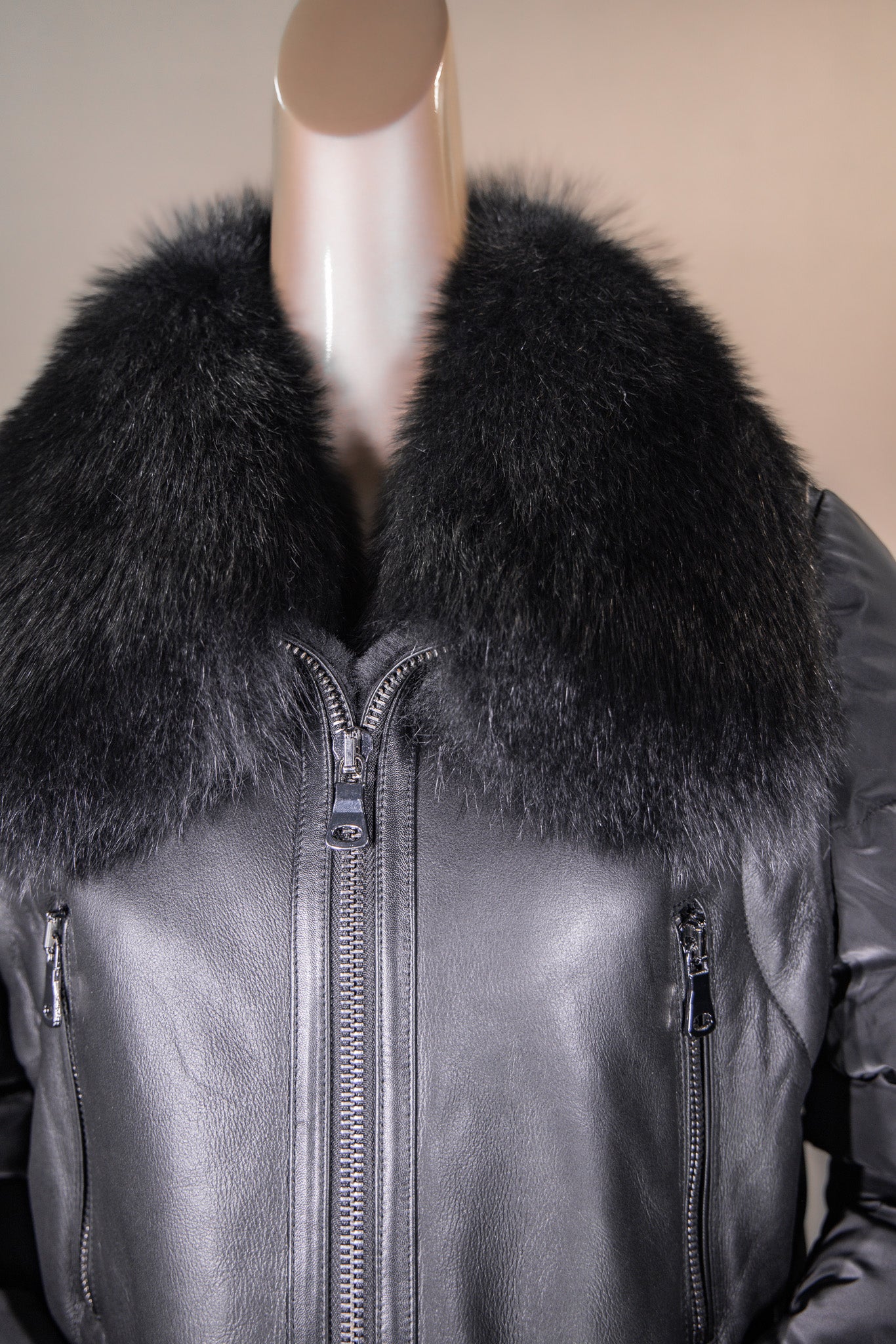 Shearling Bomber with Fox Collar
