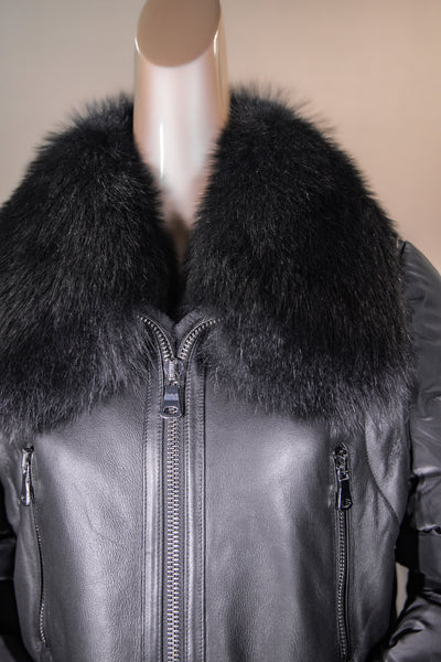 Shearling Bomber with Fox Collar