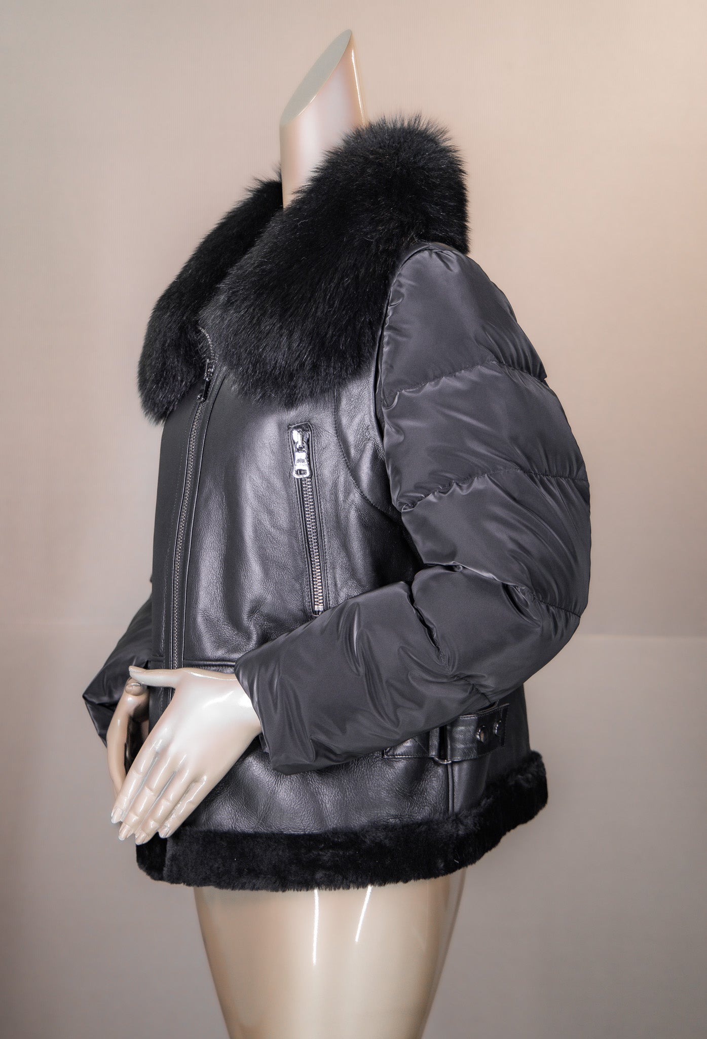 Shearling Bomber with Fox Collar