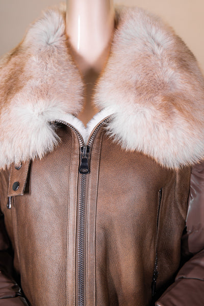 Shearling Bomber with Fox Collar