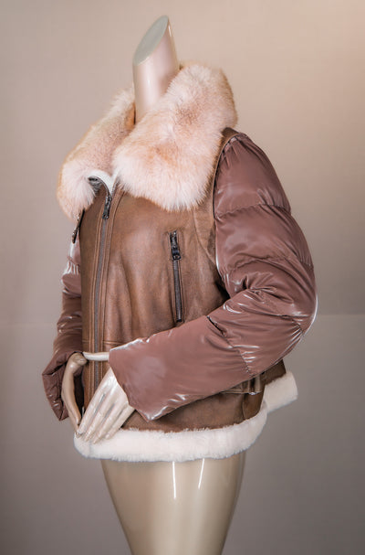 Shearling Bomber with Fox Collar