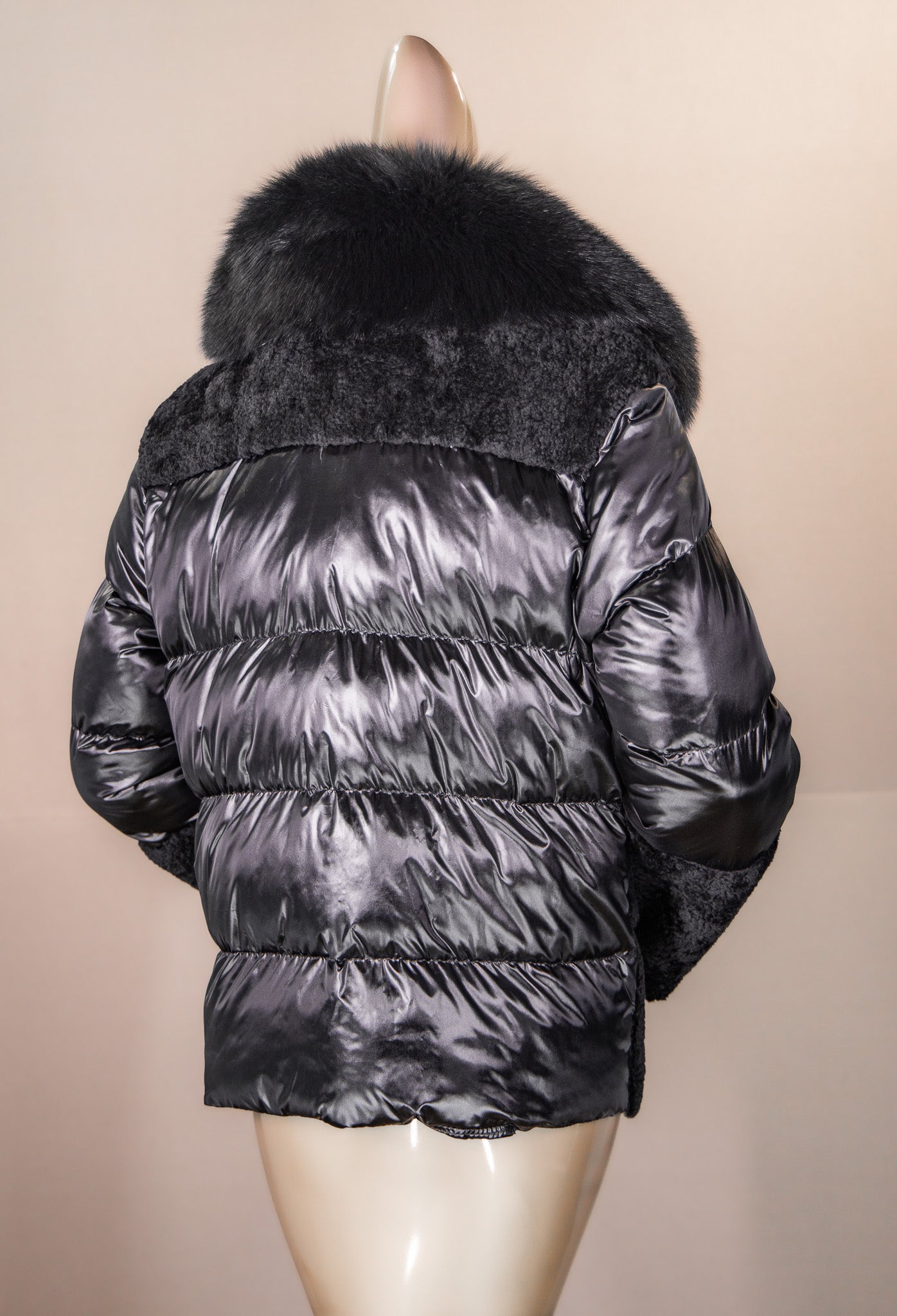 African Lamb Shearling Jacket with Fox Collar