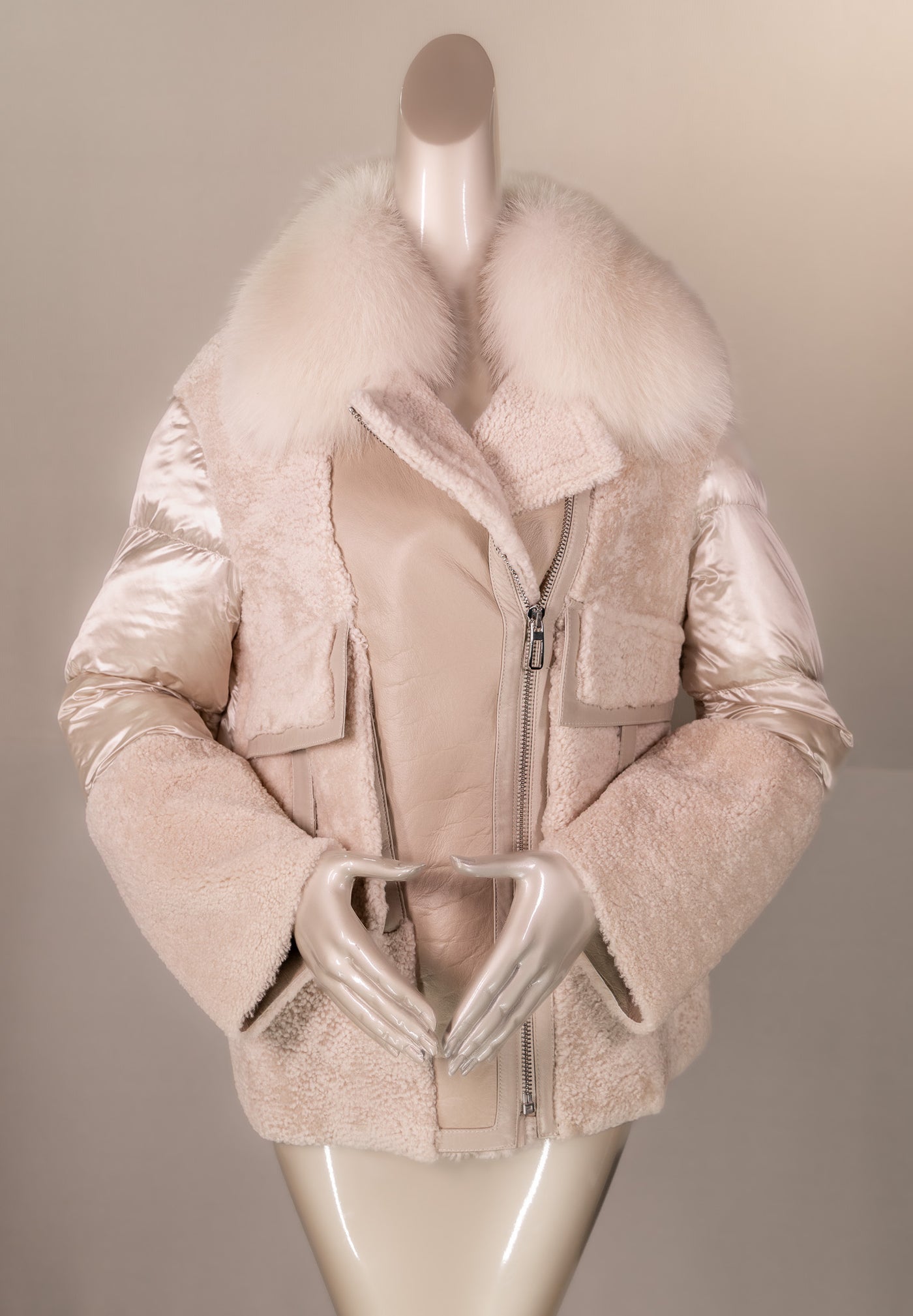 African Lamb Shearling Jacket with Fox Collar