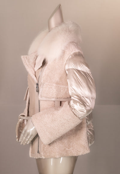 African Lamb Shearling Jacket with Fox Collar