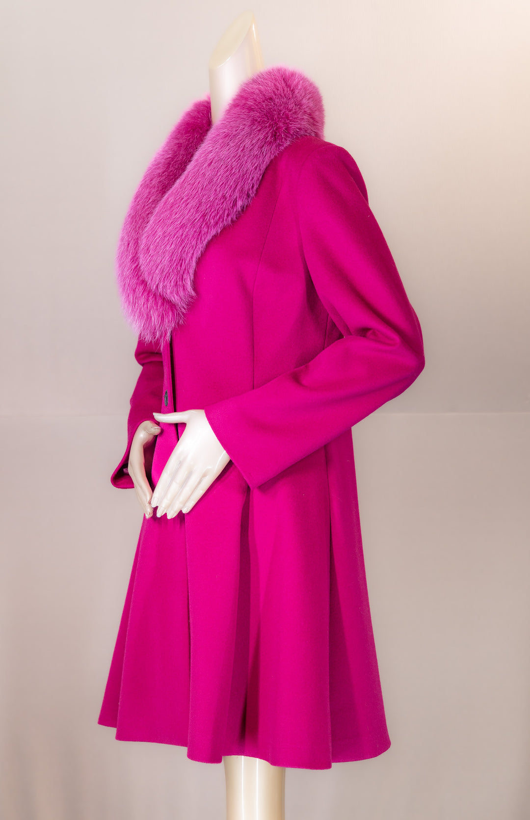 Loro Piana 100% カシミヤ ストール ピンク 100% Virgin Wool Loro Piana Stroller with Fox Collar – Alaska Fur