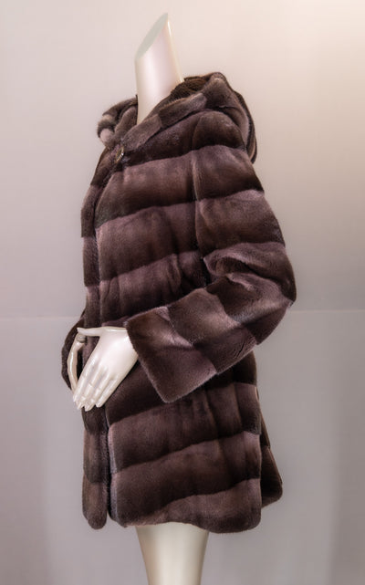 Hooded Sectional Mink Jacket