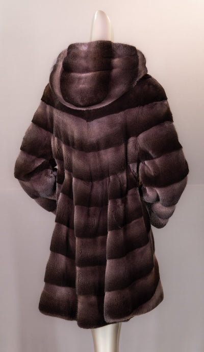 Hooded Sectional Mink Jacket
