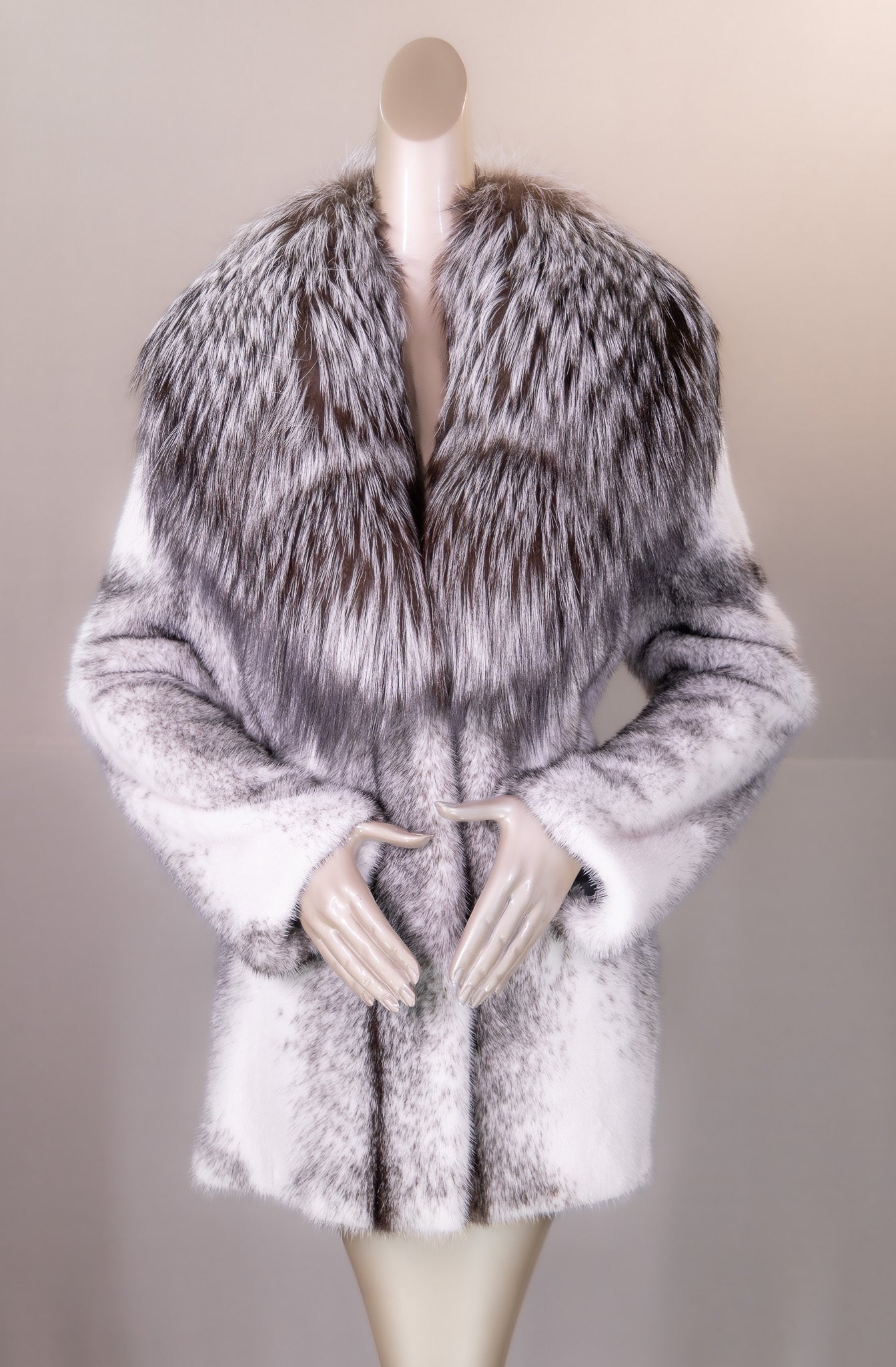 Full-Skin Black Cross Mink with Natural Silver Fox