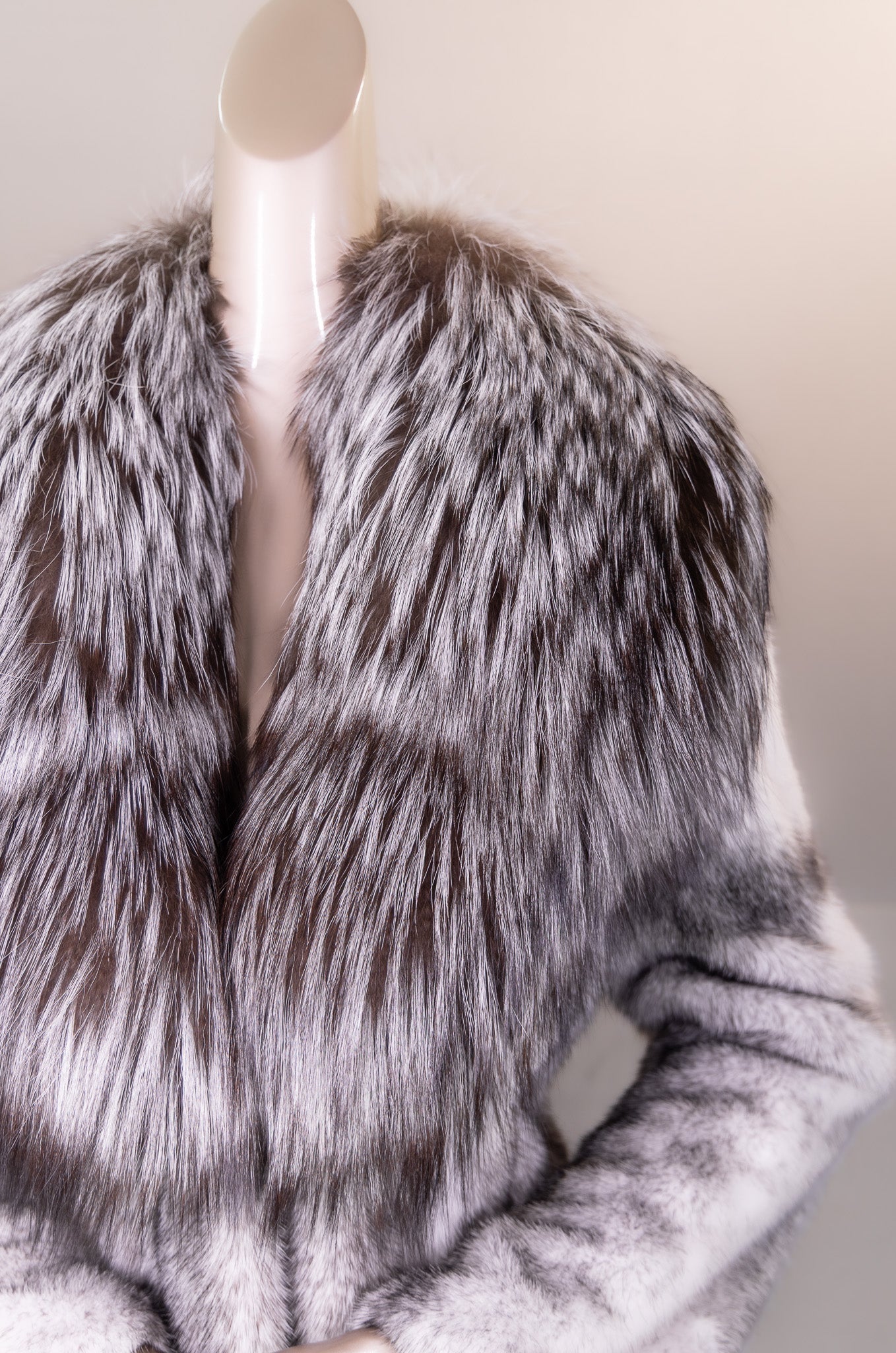 Full-Skin Black Cross Mink with Natural Silver Fox