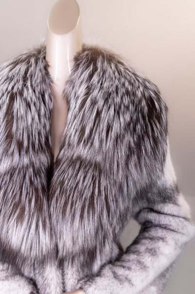 Full-Skin Black Cross Mink with Natural Silver Fox