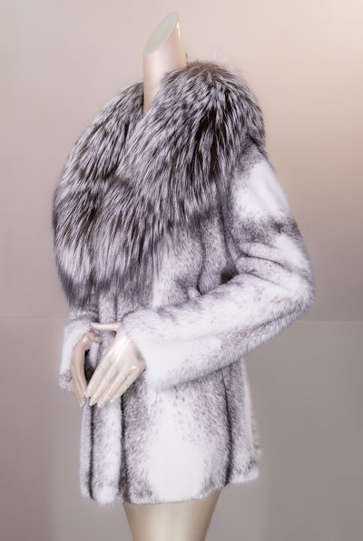 Full-Skin Black Cross Mink with Natural Silver Fox