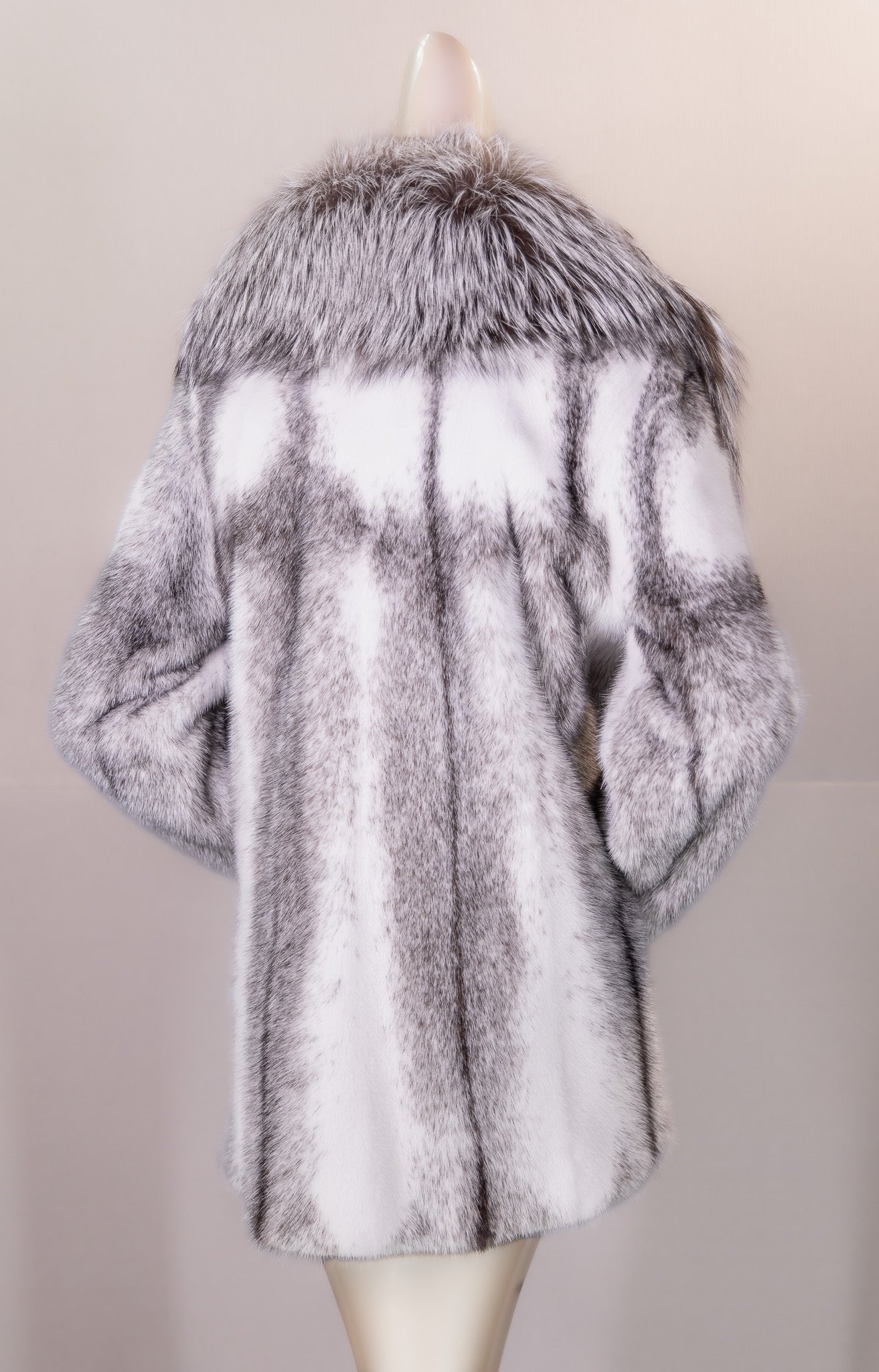 Full-Skin Black Cross Mink with Natural Silver Fox