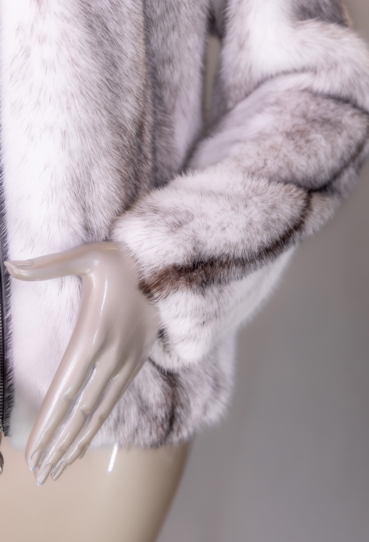 Black Cross Mink Jacket with Silver Fox Hood
