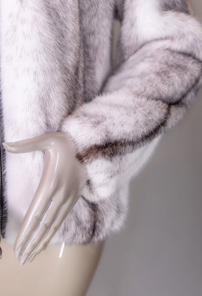 Black Cross Mink Jacket with Silver Fox Hood