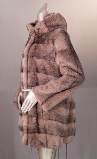 Hooded Sectional Mink Coat