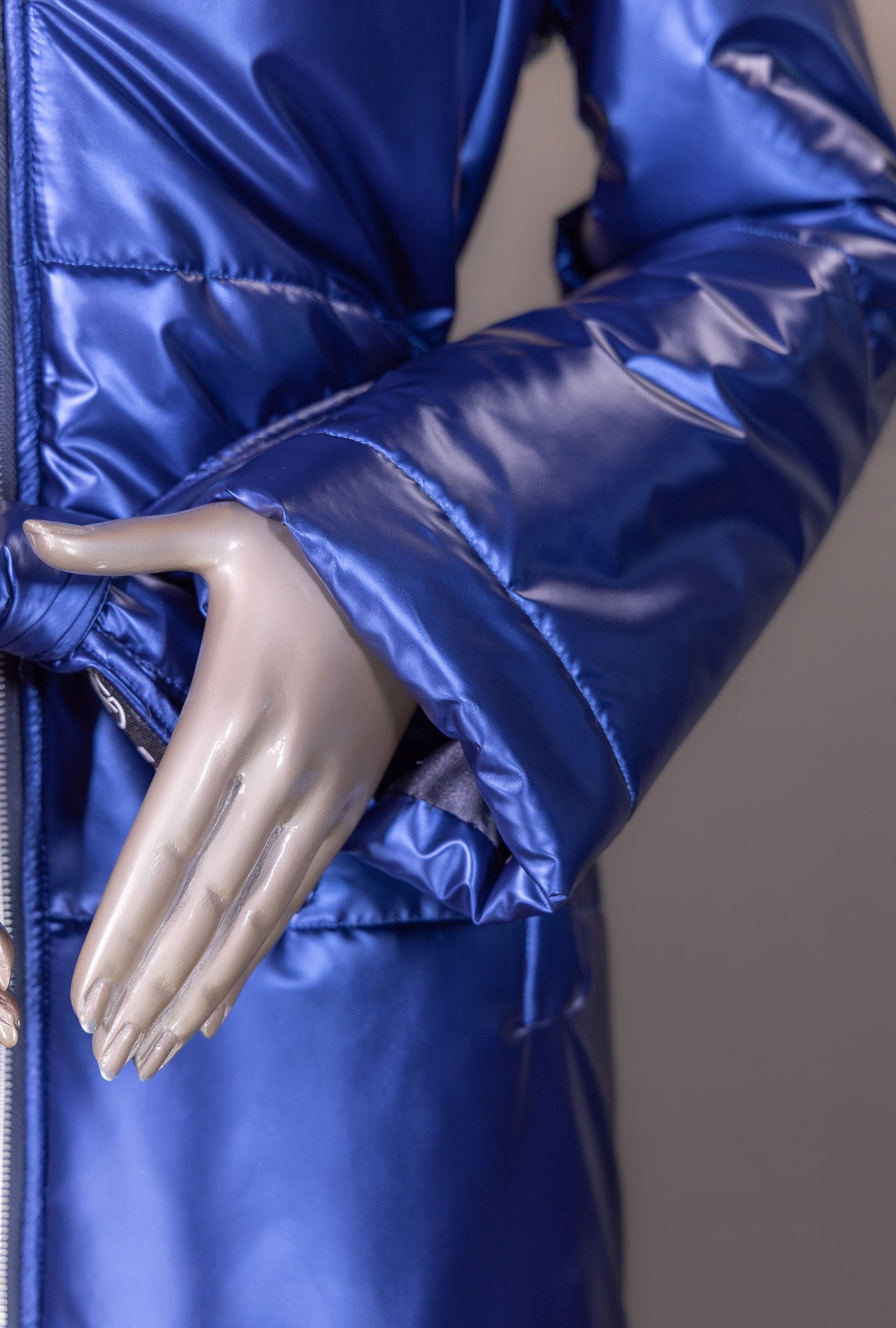 Hooded Puffer Car Coat with Chinchilla Rex Rabbit