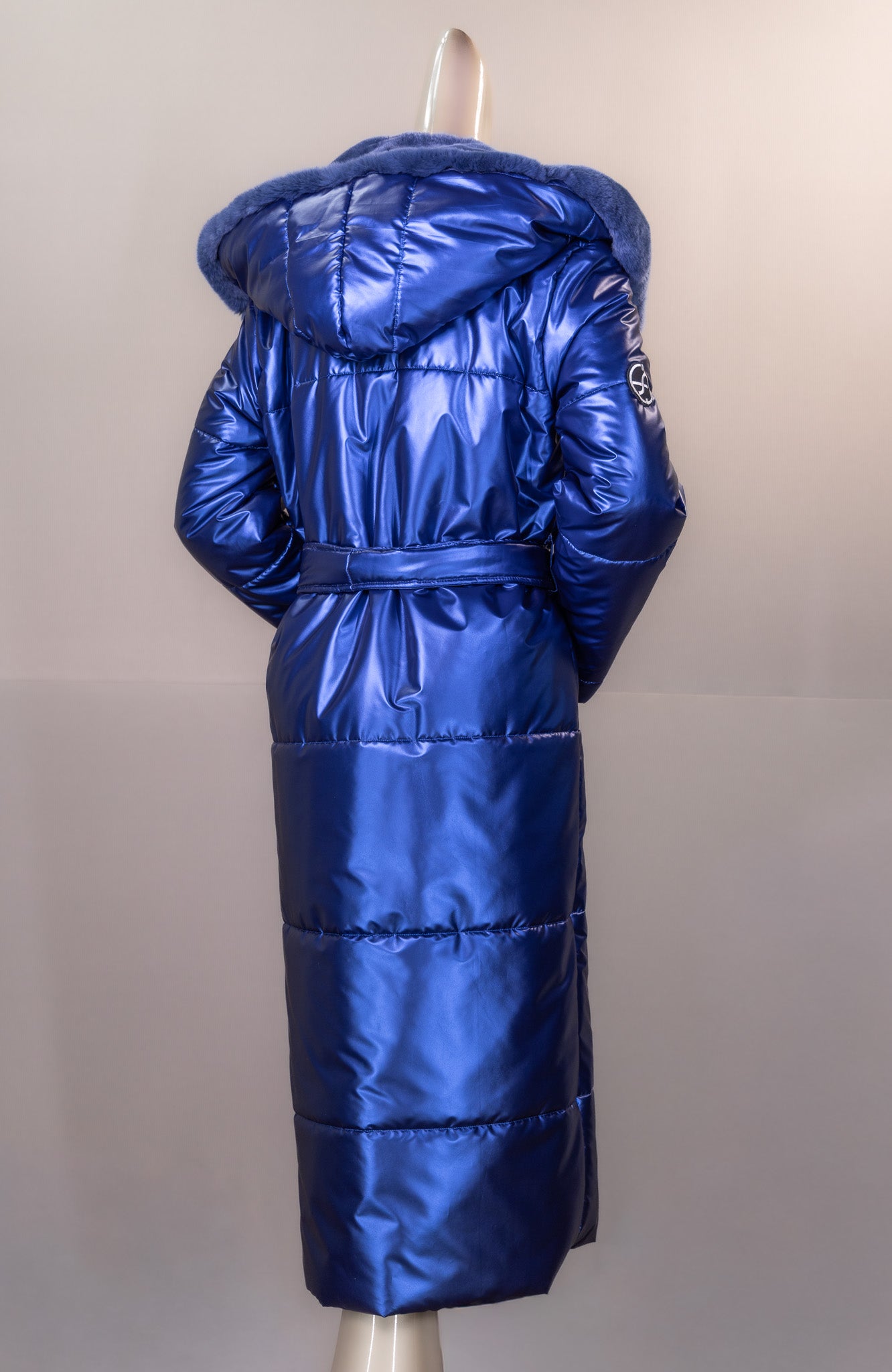 Hooded Puffer Car Coat with Chinchilla Rex Rabbit