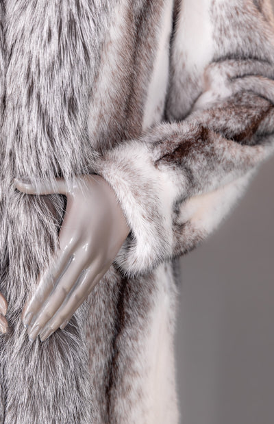 Black Cross Mink Coat with Natural Silver Fox Trim