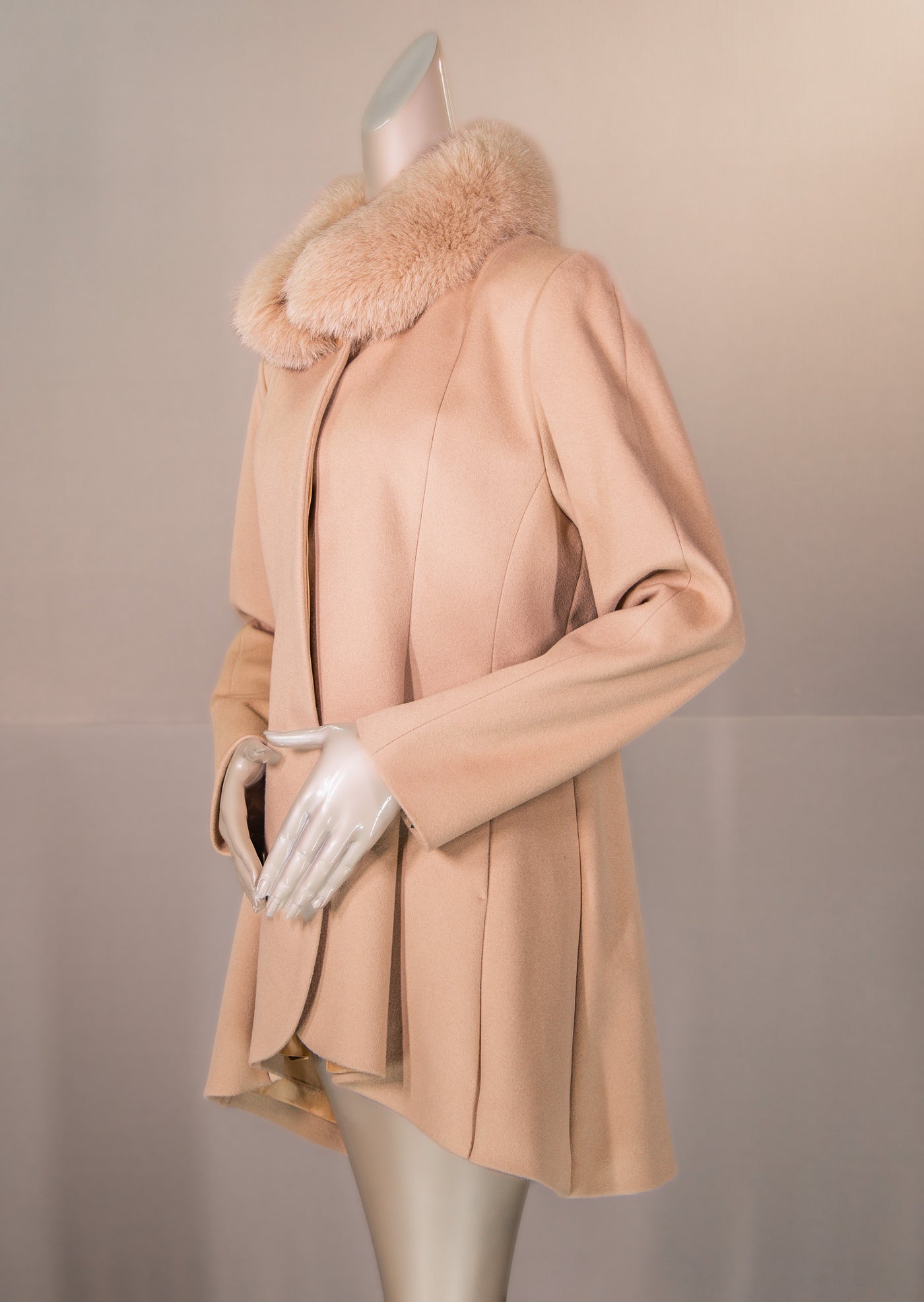 Loro Piana 100% Virgin Wool Coat with Fox Collar