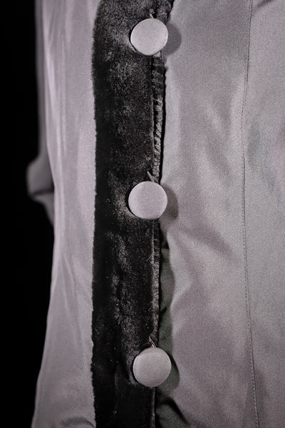Sheared Mink Reversible to Taffeta Rainwear Vest with Long Hair Mink Collar