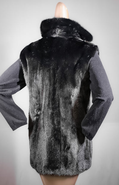 Italian Lamb Leather Vest Reversible to Full-Skin Mink