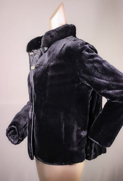Full-Skin Sheared Mink Long Jacket Reversible to Quilted Puffer