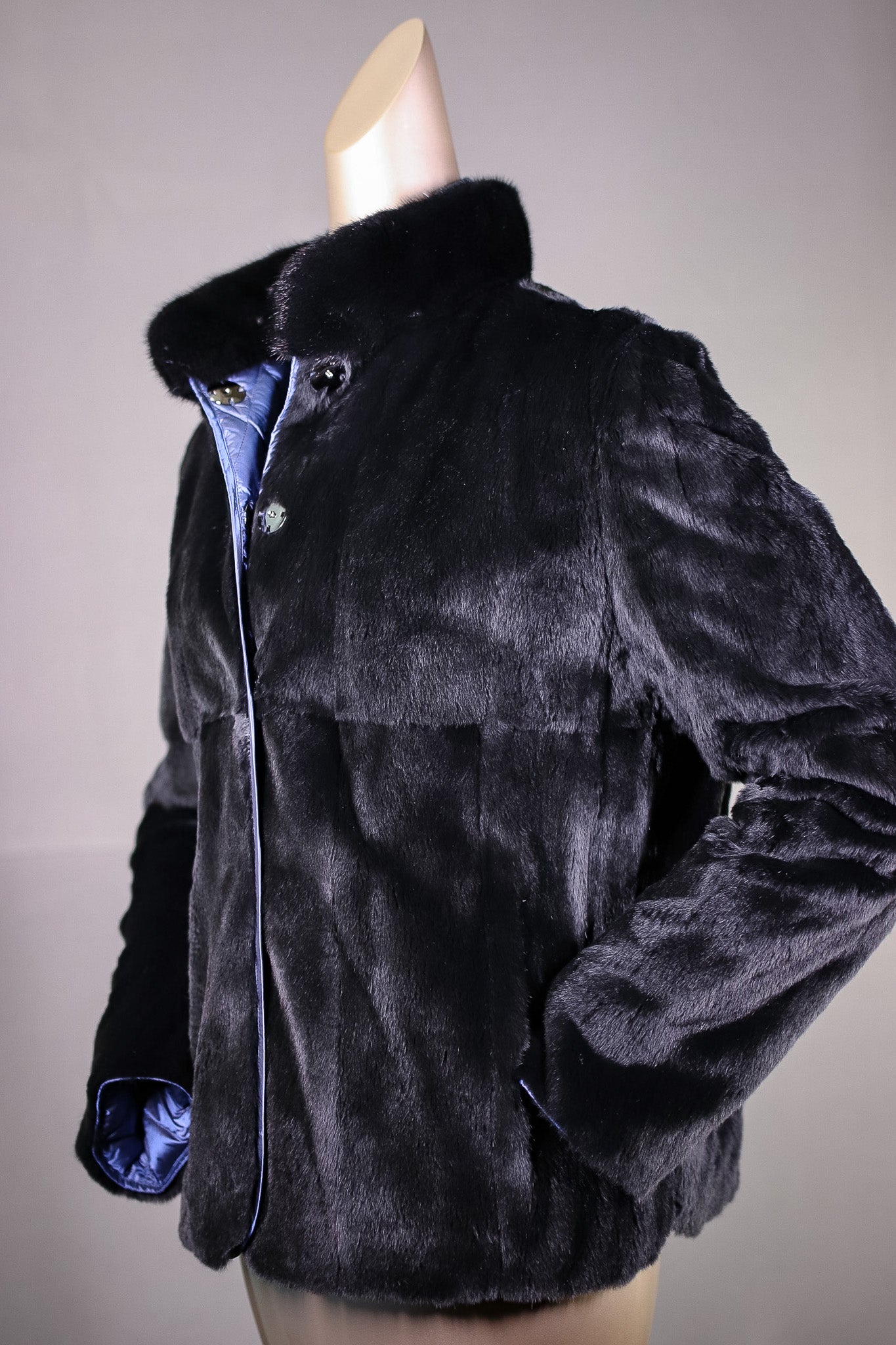 Plucked Mink Jacket Reversible to Quilted Puffer