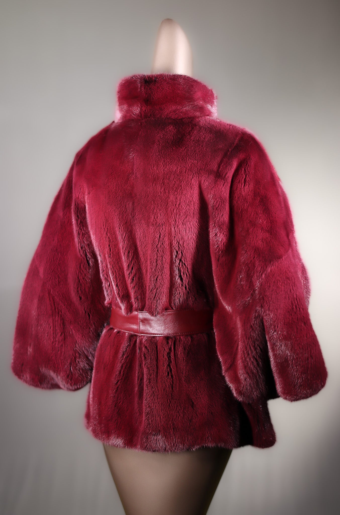 Full-Skin Crimson Mink Cape with Belt