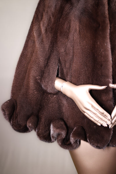 Full-Skin Mink Cape with Ruffled Trim