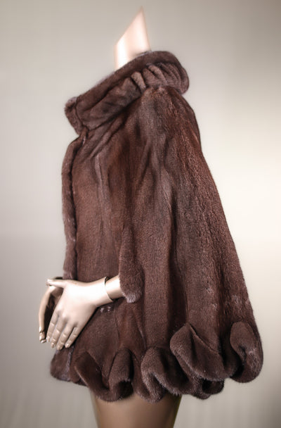 Full-Skin Mink Cape with Ruffled Trim