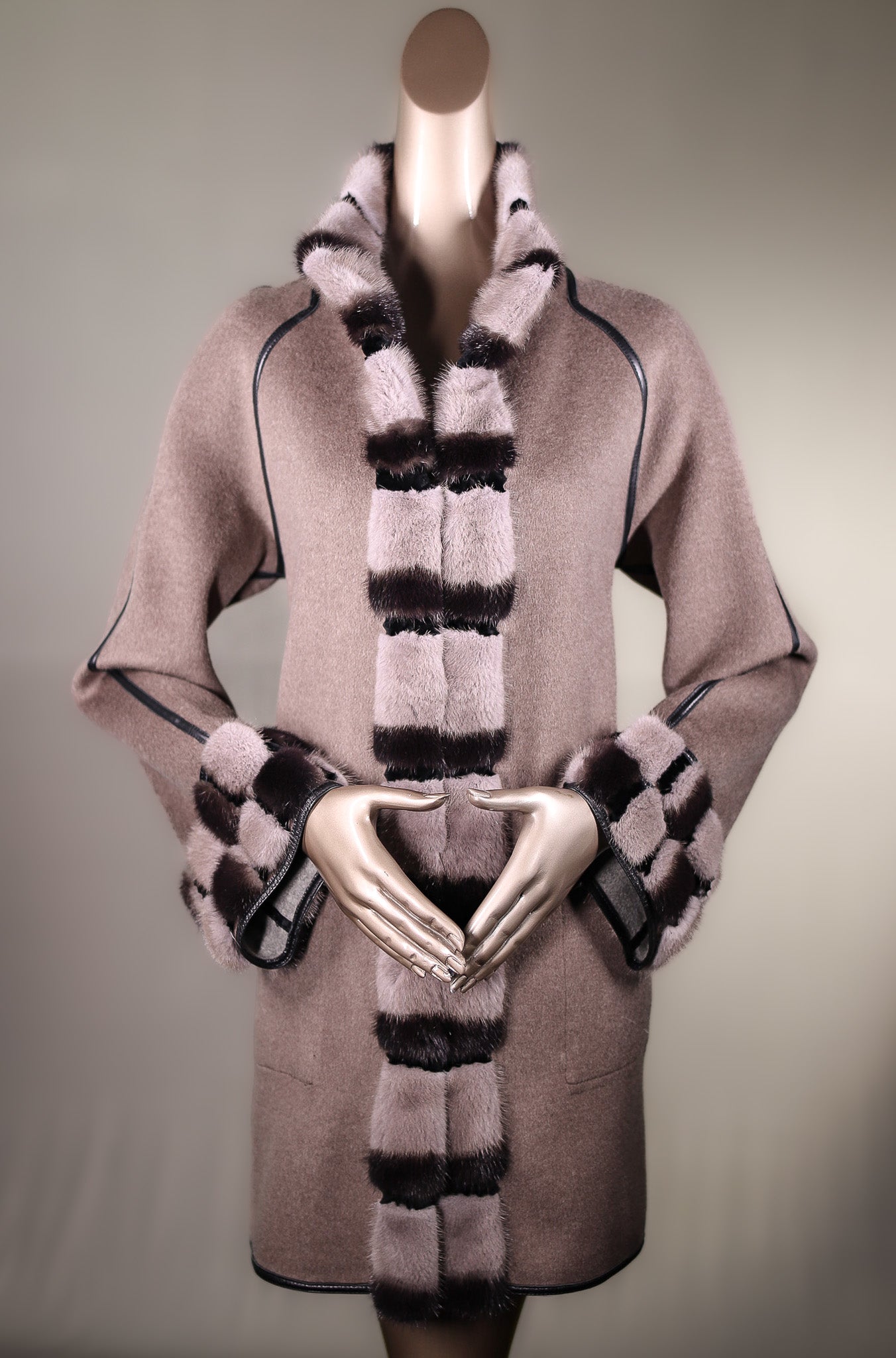 Cashmere Reversible Stroller with Mink and Chinchilla REX Rabbit Trim