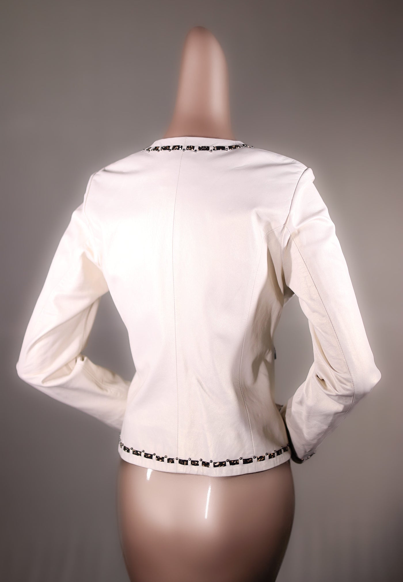 Iridescent Italian Lamb Leather Collarless Jacket